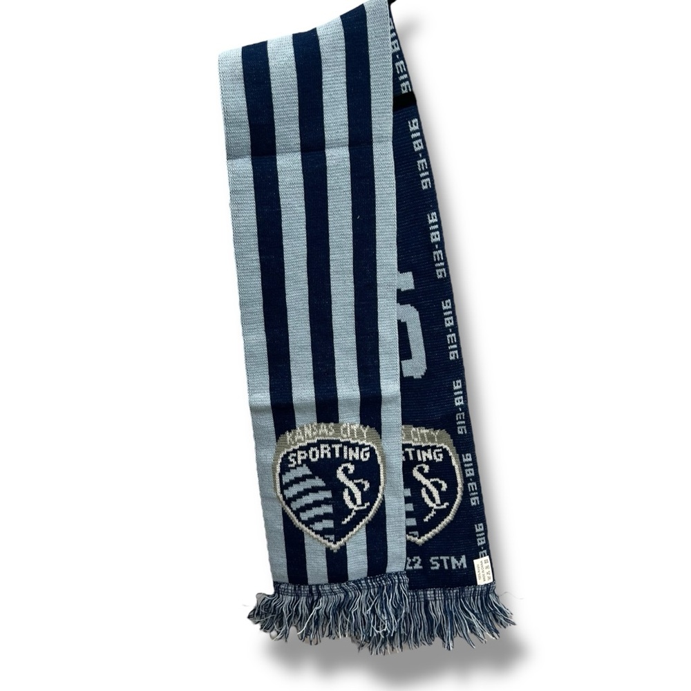 Sporting Kansas Scarf‎ City Navy Light Blue Fringe Winter Warm KC Soccer Unisex